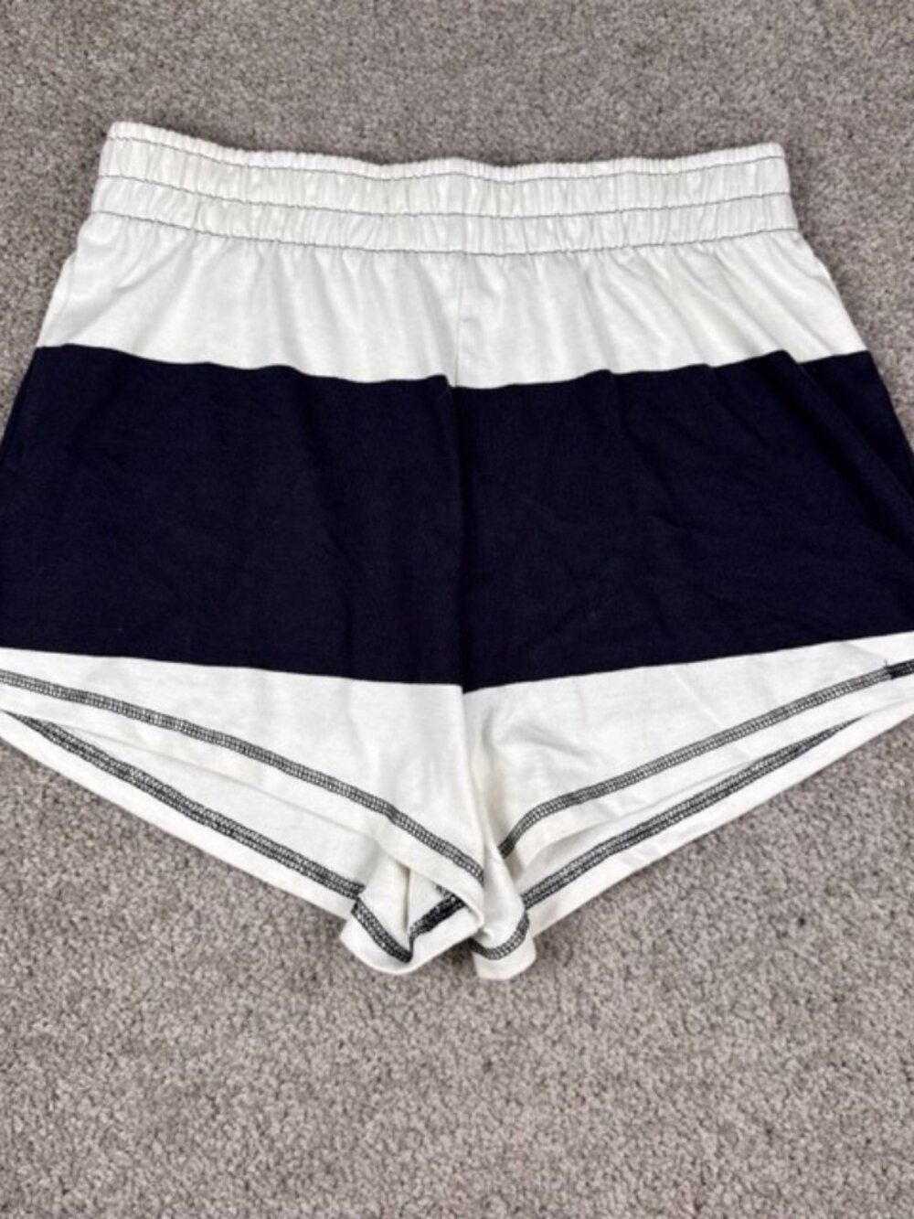 Free People Movement FP Retro Rugby Sweat Shorts Striped Blue White Size Small